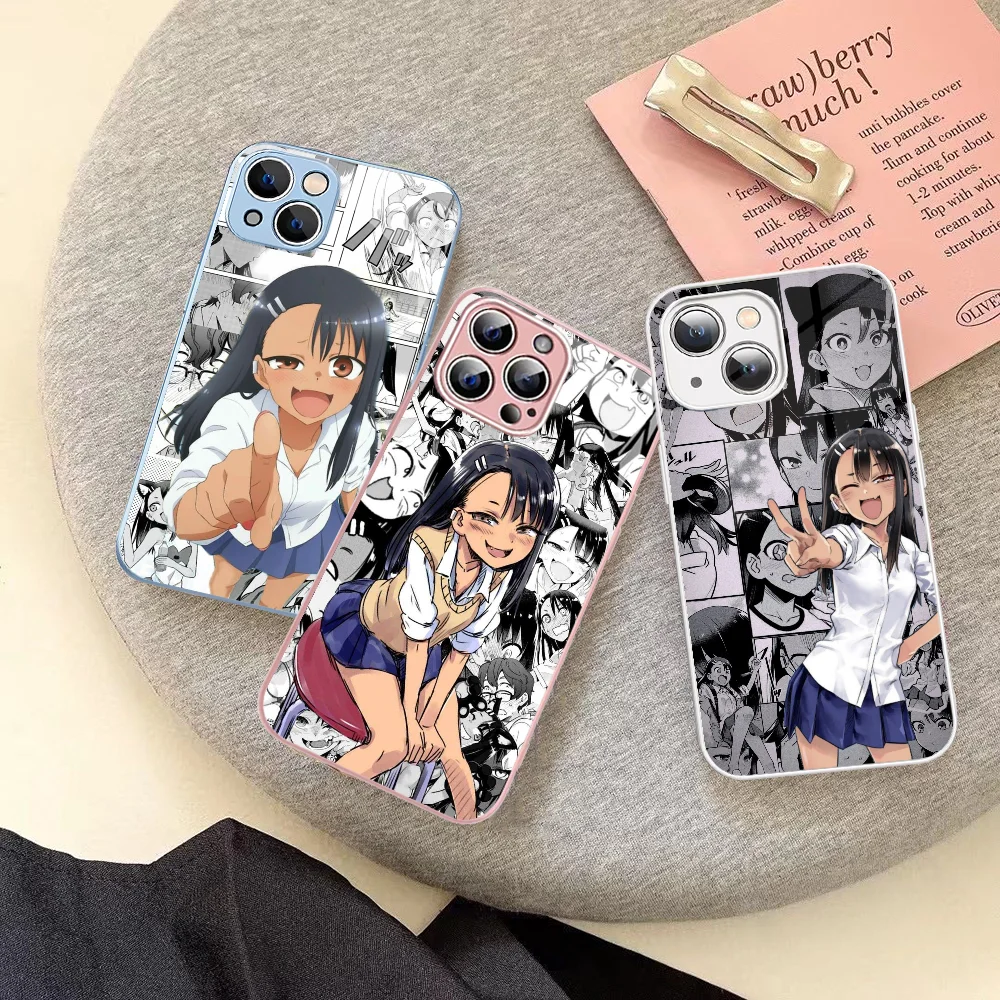 Anime Nagatoro San Phone Case Tempered Glass For Iphone 14 13 12 11 Pro Mini XS MAX 14Plus X XS XR Fundas