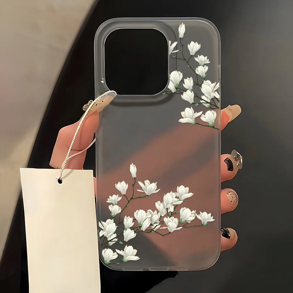 Flower Clear Phone Case For iPhone 15 16 Pro Max Case iPhone 13 11 12 14 Pro Max Plus 12 13 Mini Shockproof Silicone Soft Cover