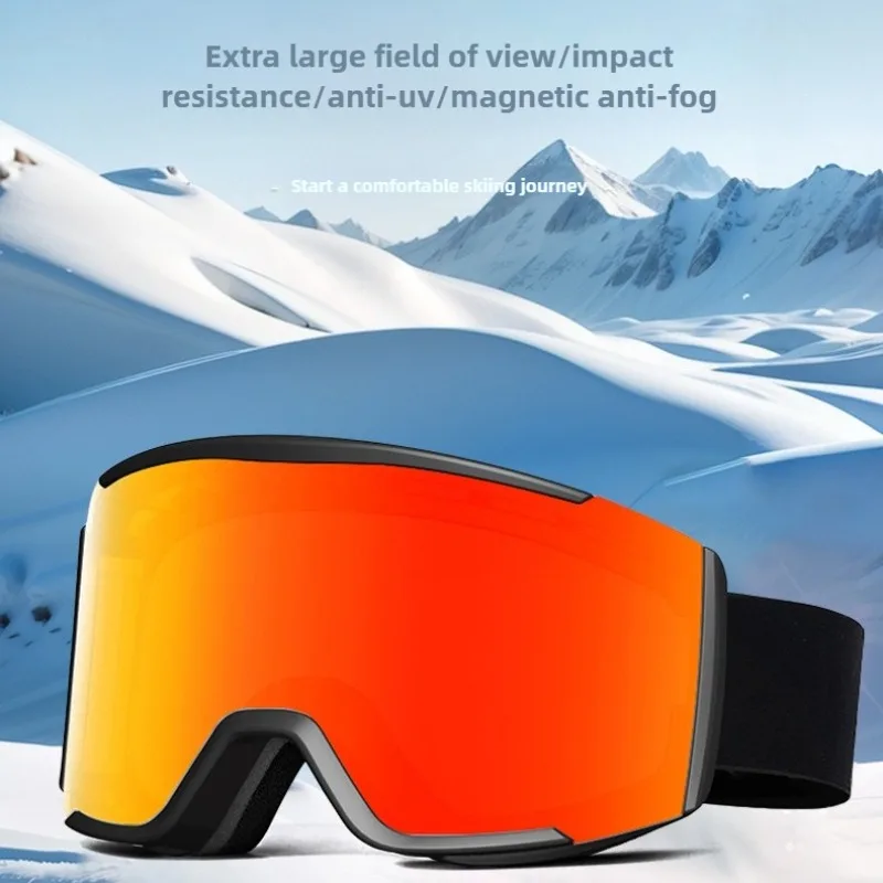 نظارات كبيرة للتزلج على الجليد للنساء والرجال قناع نظارات للتزلج UV 400 حماية من الثلج فوق النظارات للكبار مزدوج مضاد للضباب أسطواني