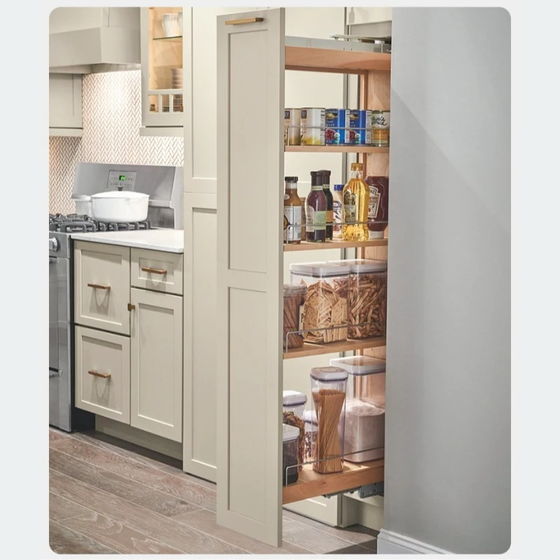 Wardrobe Slide Rails Heavy Duty Side Mounted Cabinet Self-Pull Out Press Rebound Function Kitchen Cabinet Damping Buffer Rails