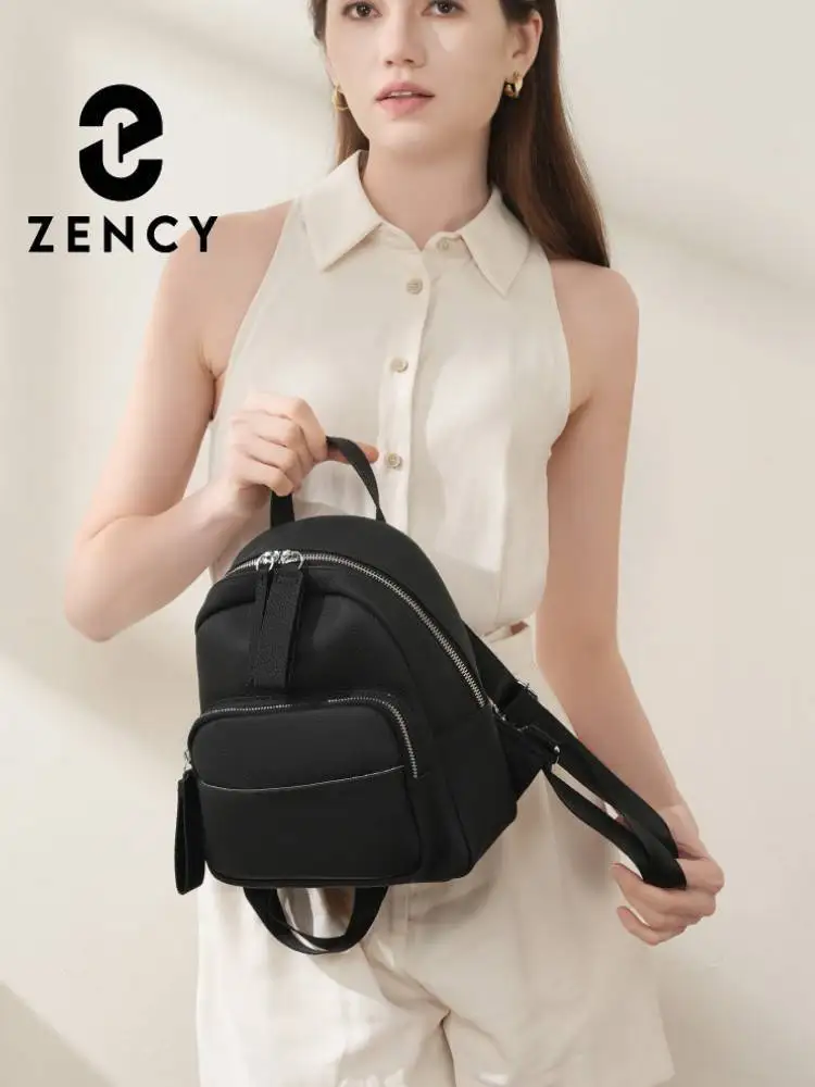 Zency Fashion Casual Daypack Women's Small Backpack Genuine Leather Multi-pocket Roomy Satchels for Girls College Bag