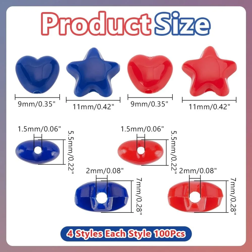 400 Pcs Opaque Acrylic Love Star Heart Beads 4 Styles Colorful Mini Opaque Heart Star Shape Loose Beads