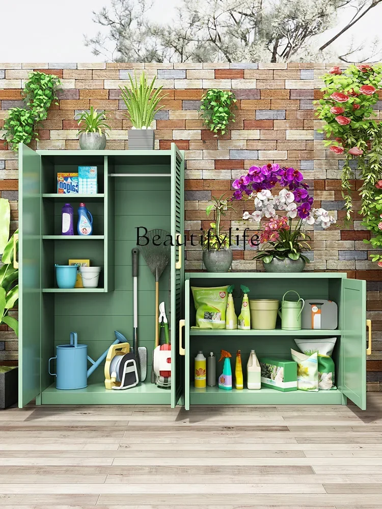 Q S All Aluminum Alloy Storage Cabinet Outdoor Waterproof and Sun Protection Courtyard Balcony Storage Cabinet Storage Cabinet F