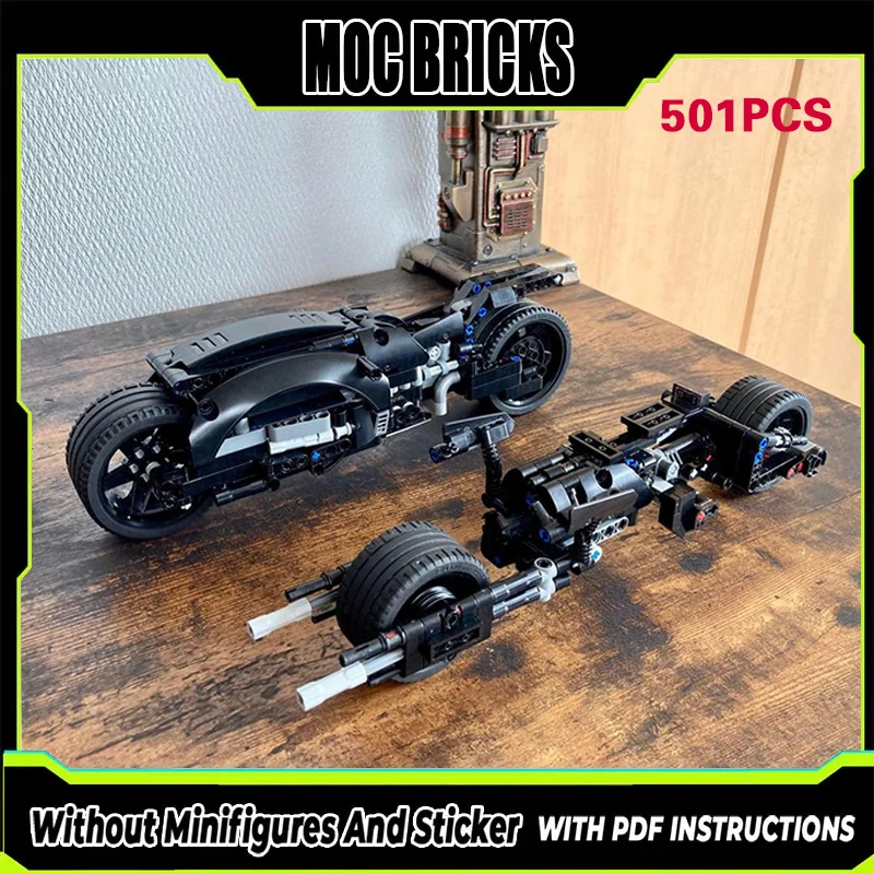 

City Car Model MOC Building Bricks Black Bicycle And Motorcycle Modular Technology Gifts Holiday Assemble Children Toys Suit