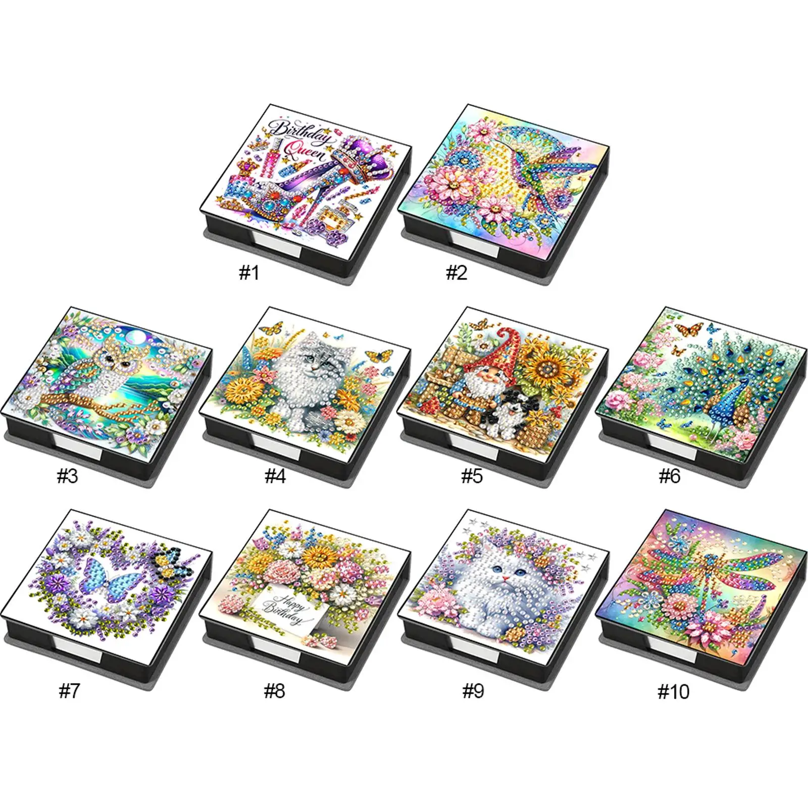 الماس اللوحة عدة ملاحظة مربع مذكرة ورقة صندوق تخزين الماس الفن الماس اللوحة مذكرة الوسادة للمكتب المنزلي #3