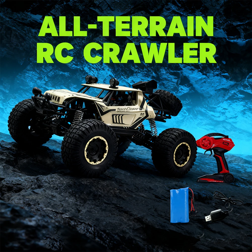 

1/8 4WD Metal Alloy Body RC Truck Off-Road 4x4 2.4G All Terrain Large Rock Crawler Remote Control Car Toys Gift for Children Toy