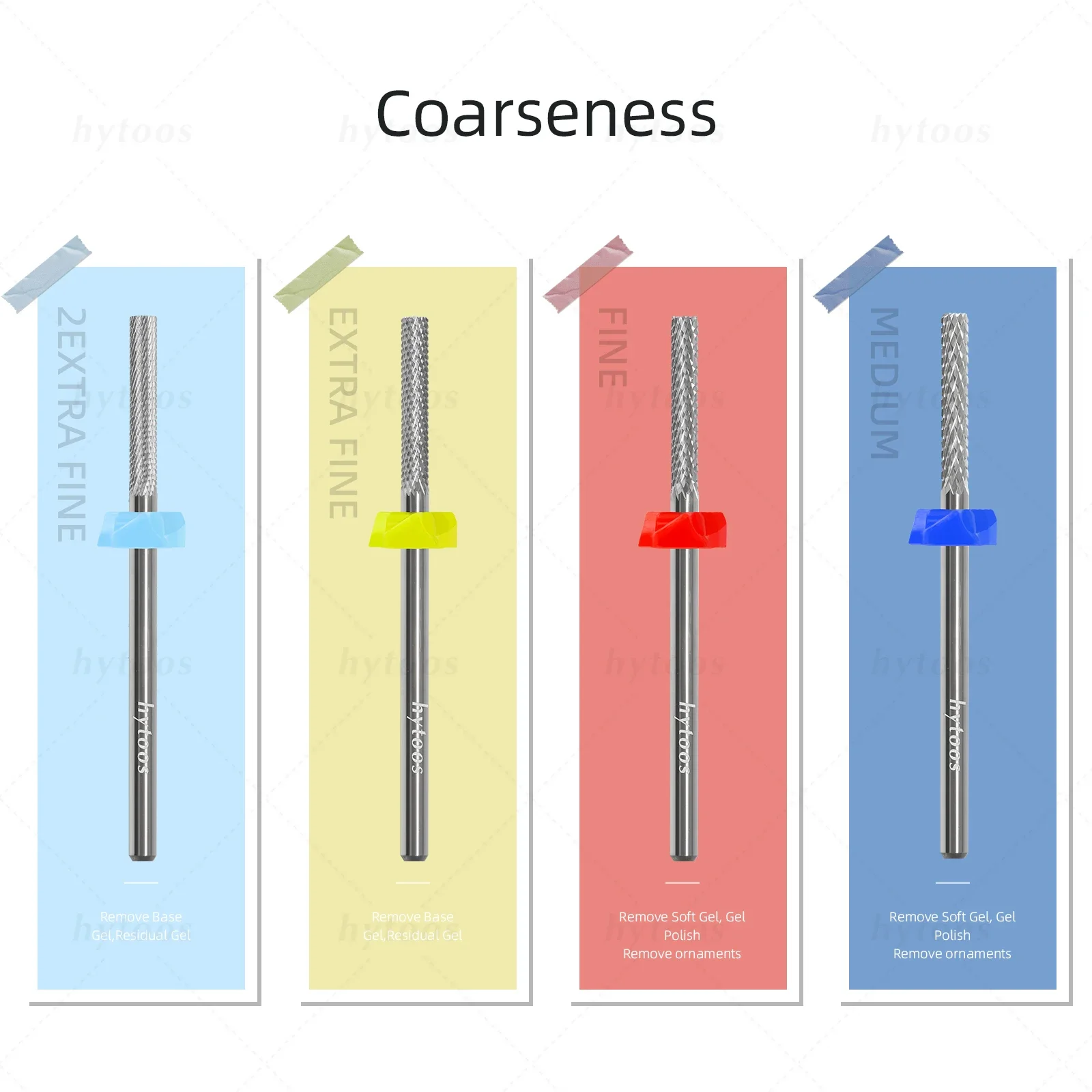 HYTOOS-Forets à ongles en carbure, coupe supérieure, mini baril, mèche à ongles propre, enlever les ornements, gel souple, accessoires de perceuse électrique