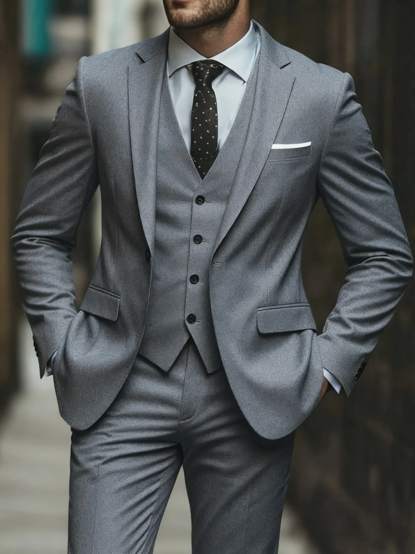 

Men's Timeless 3-Piece Suit Single Breasted Solid Business Blazer Elegant Office Party Wedding Set