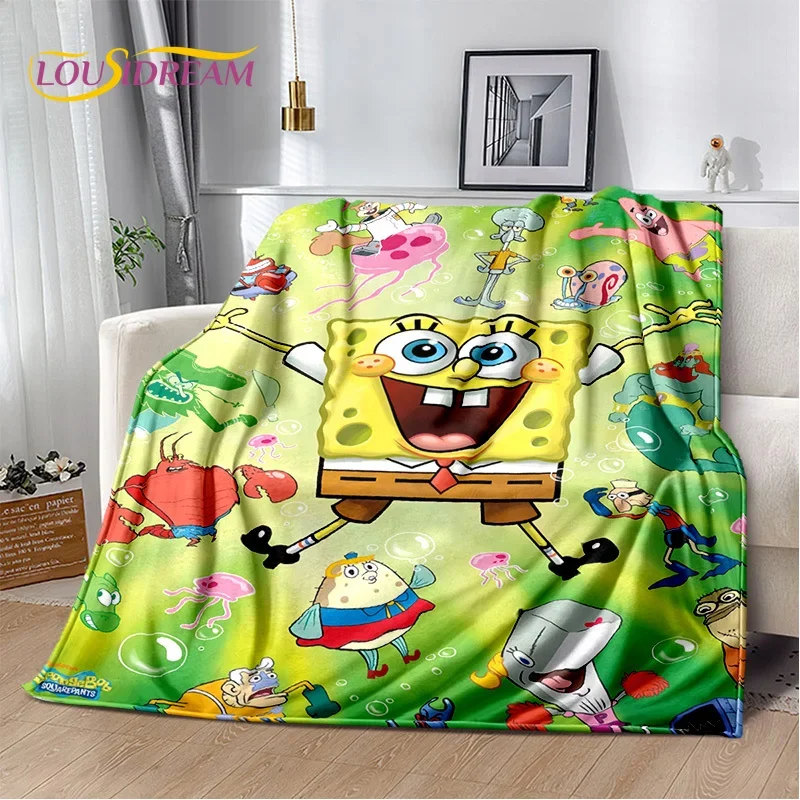 Cartoon Funny S-SpongeBob Patrick Star Soft Plush Blanket,Flannel Blanket Throw Blanket for Living Room Bedroom Bed Sofa Picnic