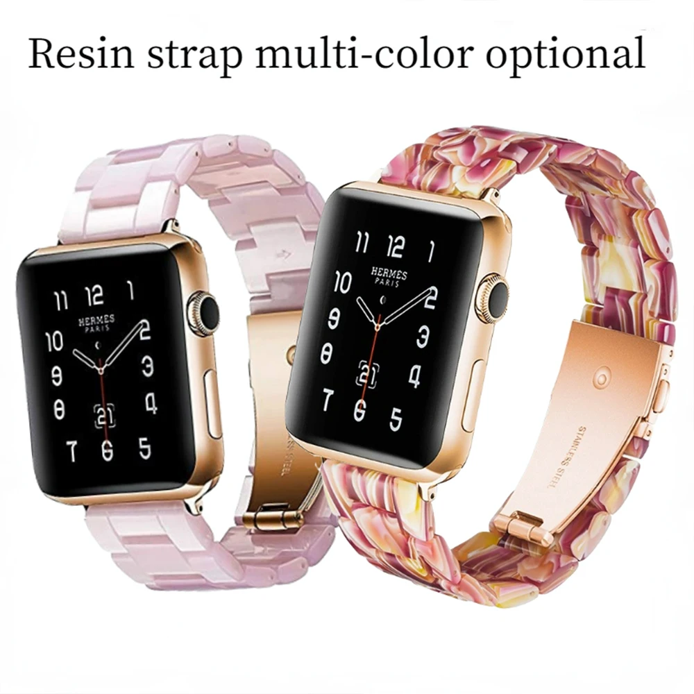 Resin Strap for Apple Watch Band 45mm 41mm 44mm 40mm 46mm 42mm 49mm Fashion Watchband for iWatch  Series Ultra 10 9 8 7 6 5 SE 4