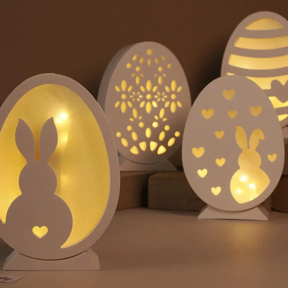 4pcs Easter Egg Bunny Hollow Lamp Silicone Mold Handmade Gypsum Candle Holder Plug-in Decorative Accessories Resin Mold