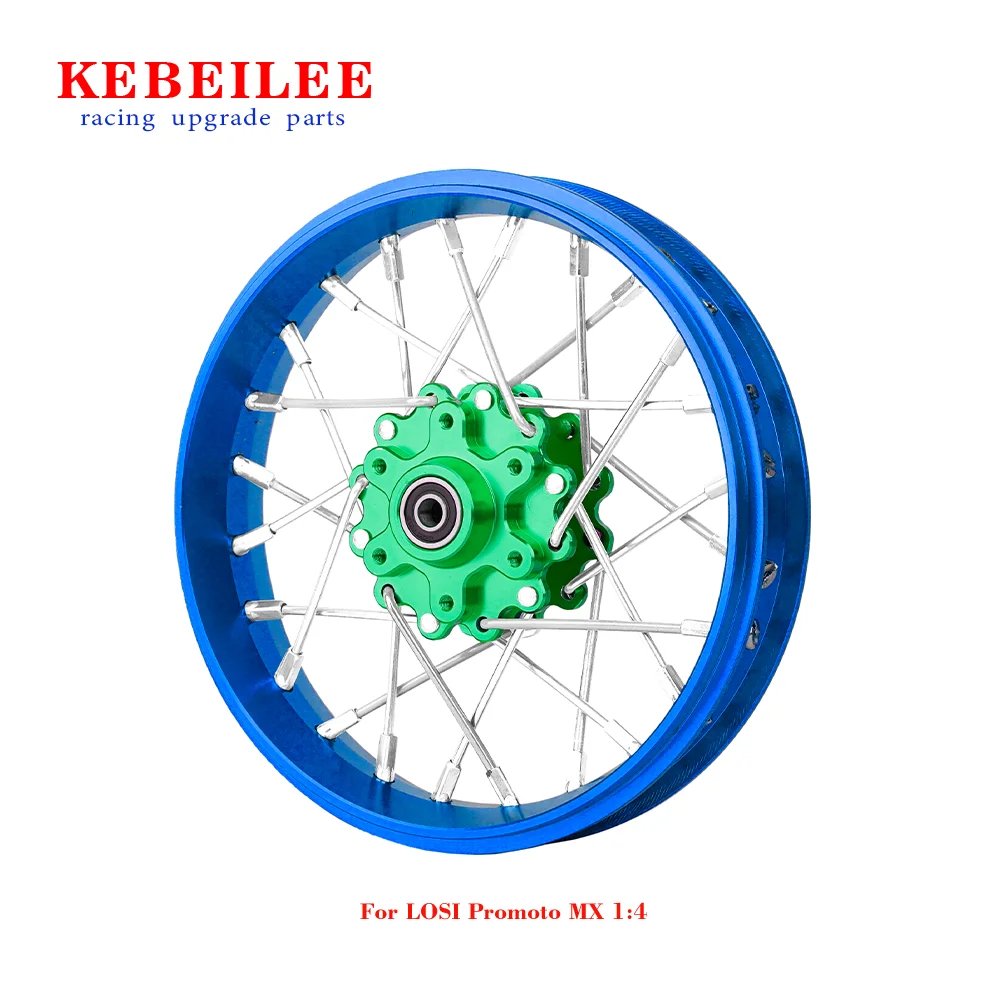 KEBEILEE CNC Aluminum Front Wheel V2 For LOSI Promoto MX motorcycle  1:4 Blue