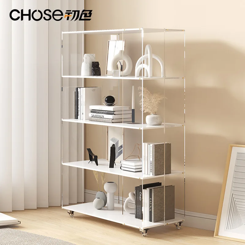 Living Room Reading Storage Rack Household Rotating Bookshelf Kitchen Seasoning Storage Shelf Acrylic Home Toy Display Rack