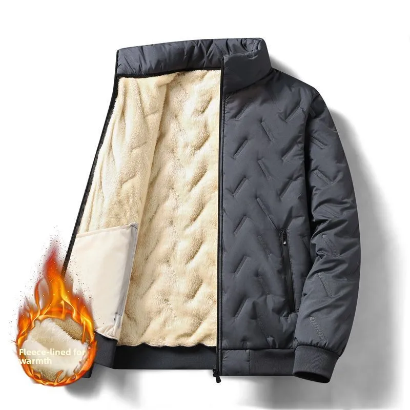 معطف شتوي للرجال من القطن Jaet Thiened Lamb Velvet Fce مبطن بالرياح ومقاوم للماء معطف دافئ كبير الحجم