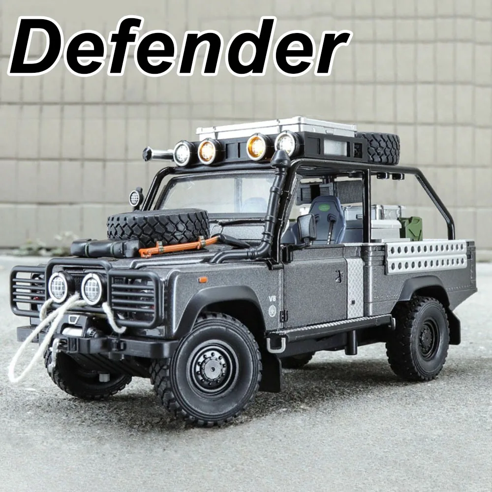 

1:24 Land Rover Defender 110 Range Rover, миниатюрная модель, литая под давлением сплав, автомобиль, игрушки, двери, открытые откатные автомобили, подарок на день рождения для мальчика