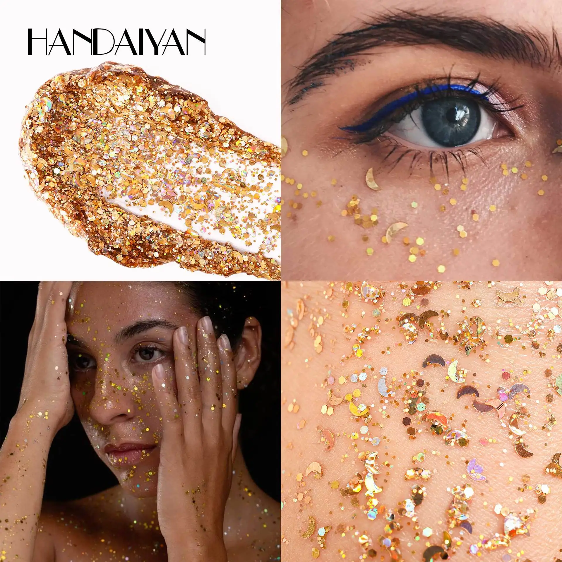 HANDAIYAN 8 colori ombretto glitter perlescente glitter gel glitter fine ombretto camaleonte lucentezza a lunga durata