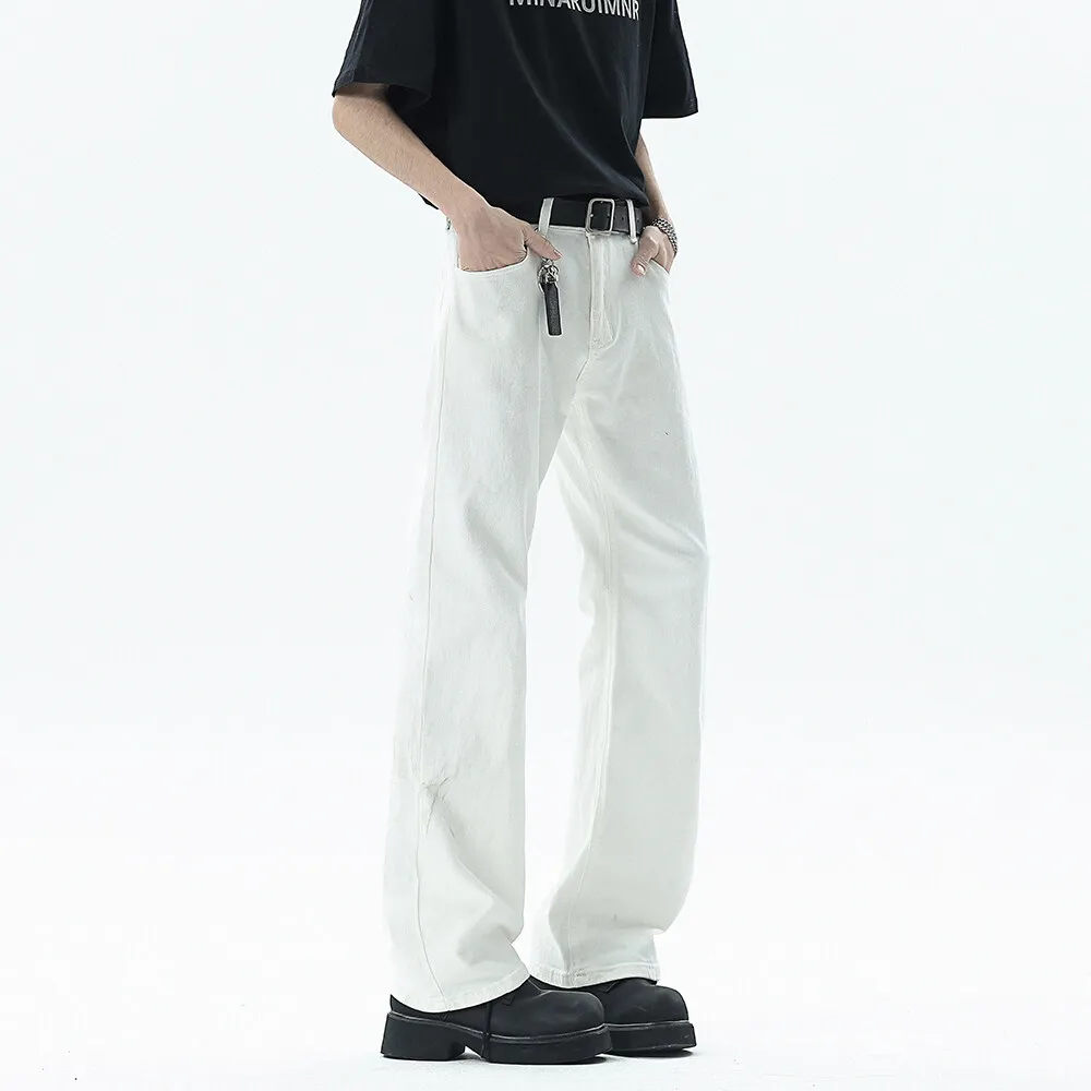 

Mens Classic Straight Leg Solid Jeans Trending Best Selling Comfort Fit Casual Vintage Denim Trousers Fashion Wholesale white