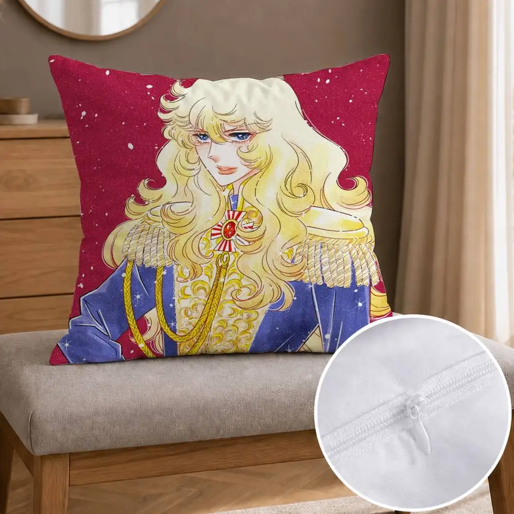 Rose of V-Versailles Lady Oscar Double-sided Printed Square Decorative Cushion Cover for Sofa Living Room Home Decor 2