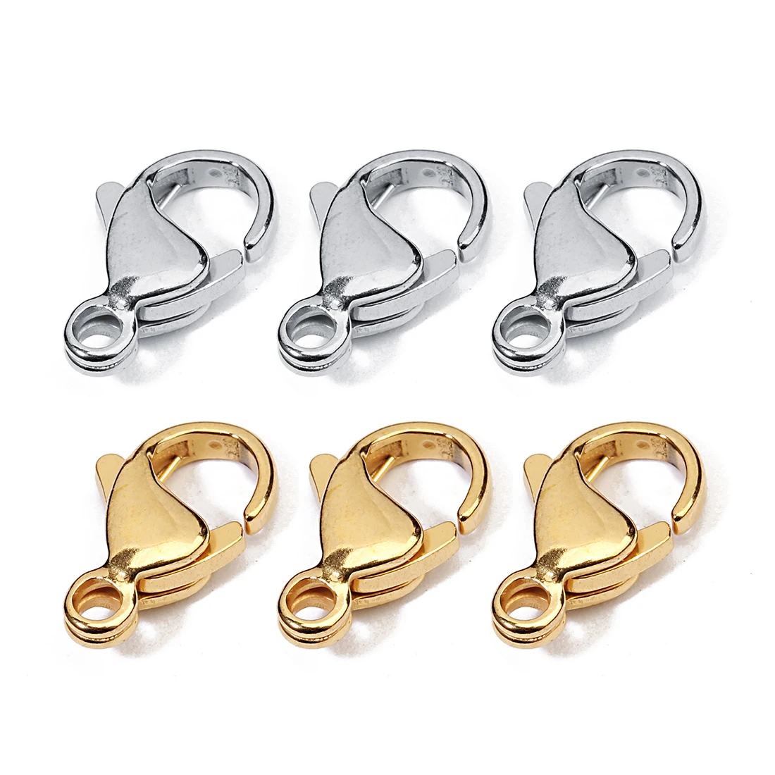 25pcs/Lot 304 Stainless Steel Lobster Clasp Hooks 9-20mm Silver/Gold Color for Jewelry Making Accessories Supplies Wholesale