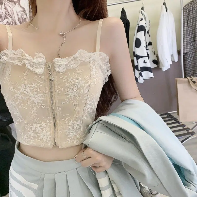 Niche Design and Spicy Lace Suspender Vest Pure Beauty Strap Chest Pad Integrated Bra