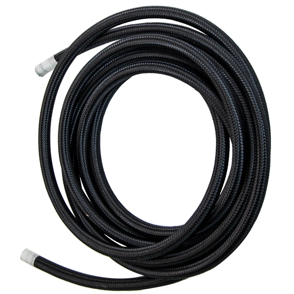 AN6 6AN 5M Nylon Stainless Steel Braided Oil Fuel Line+ Fitting Hose End Adapter