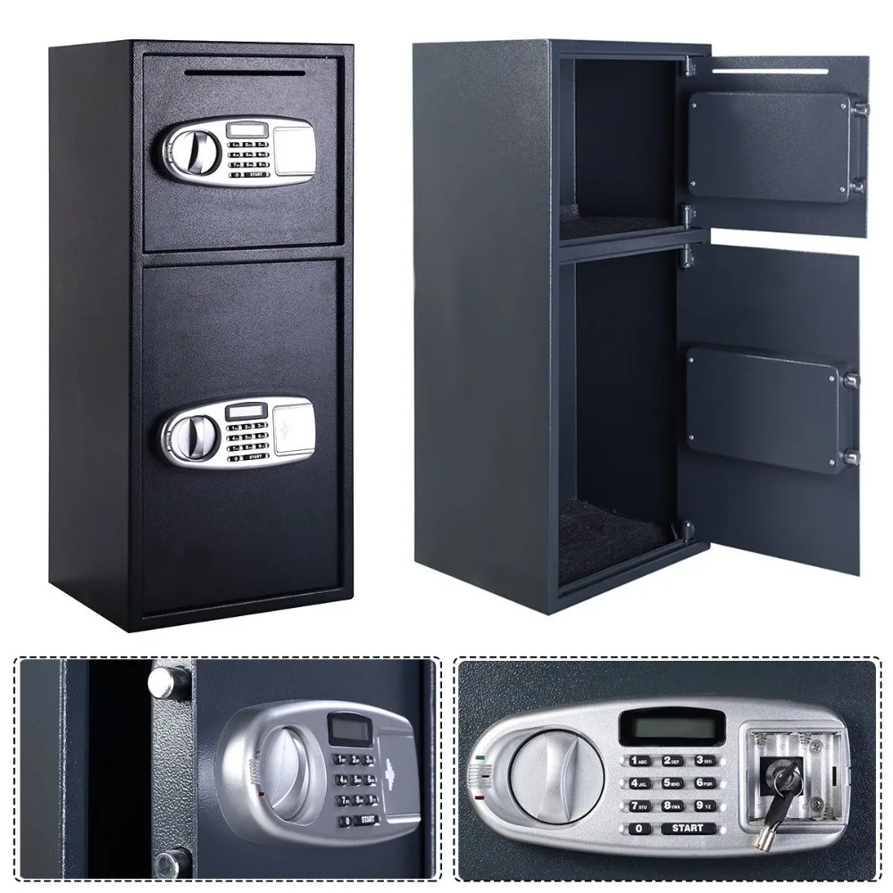 Double Door Digital Safe Depository Drop Box Safes Cash Office Security