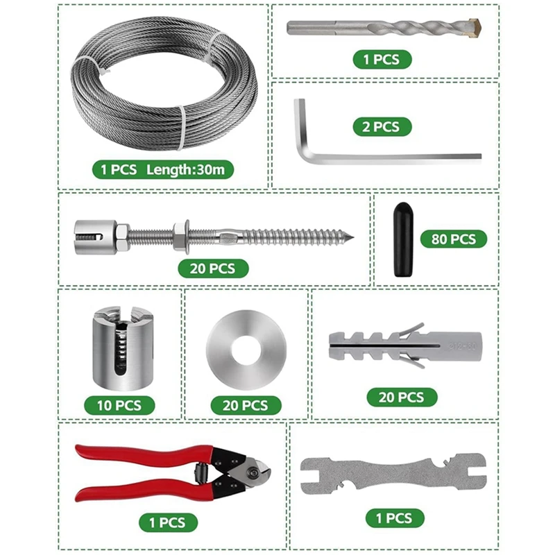 Garden Wire Trellis For Climbing Plants, Silver Metal Stainless Steel Garden Trellis Wire Ropes System Kit For Plants Vines