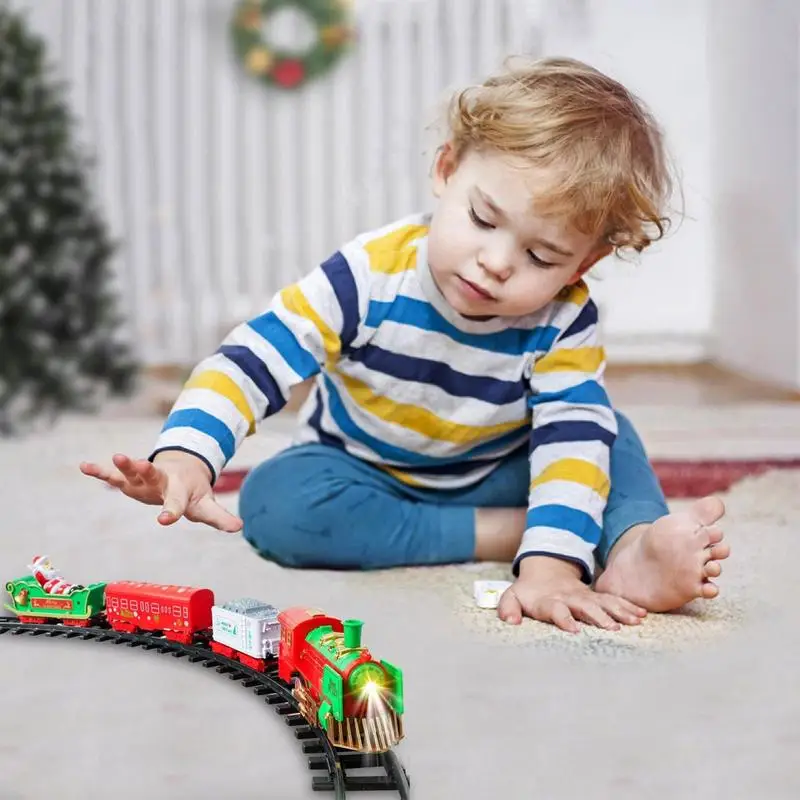 Christmas Train Toy Set with Light & Sound Around Under the Christmas Tree Hangable Train Children's Educational Toys