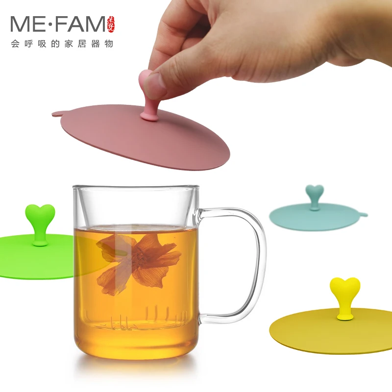 New Universal Soft Silicone Love Heart Can Clip Spoon Cup Lid Seal Dustproof Fresh Beautiful Mug Cover Coffee Tea Juice Copa Cap