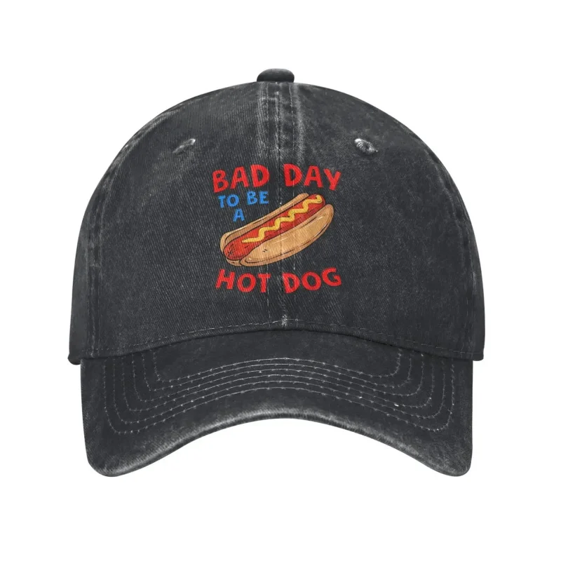 Adjustable Baseball Cap Hot Dog Bad Day Pattern Lightweight Washable Casual Hat for Independence Day Driving Daily Use