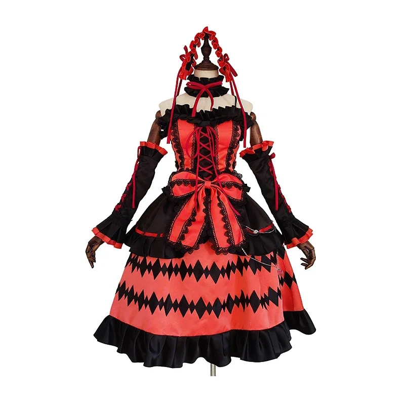 Anime Date to Live Tokisaki Kurumi Costume Cosplay Abito rosso arancione Fantasia Lolita Girl Princess Dress Halloween