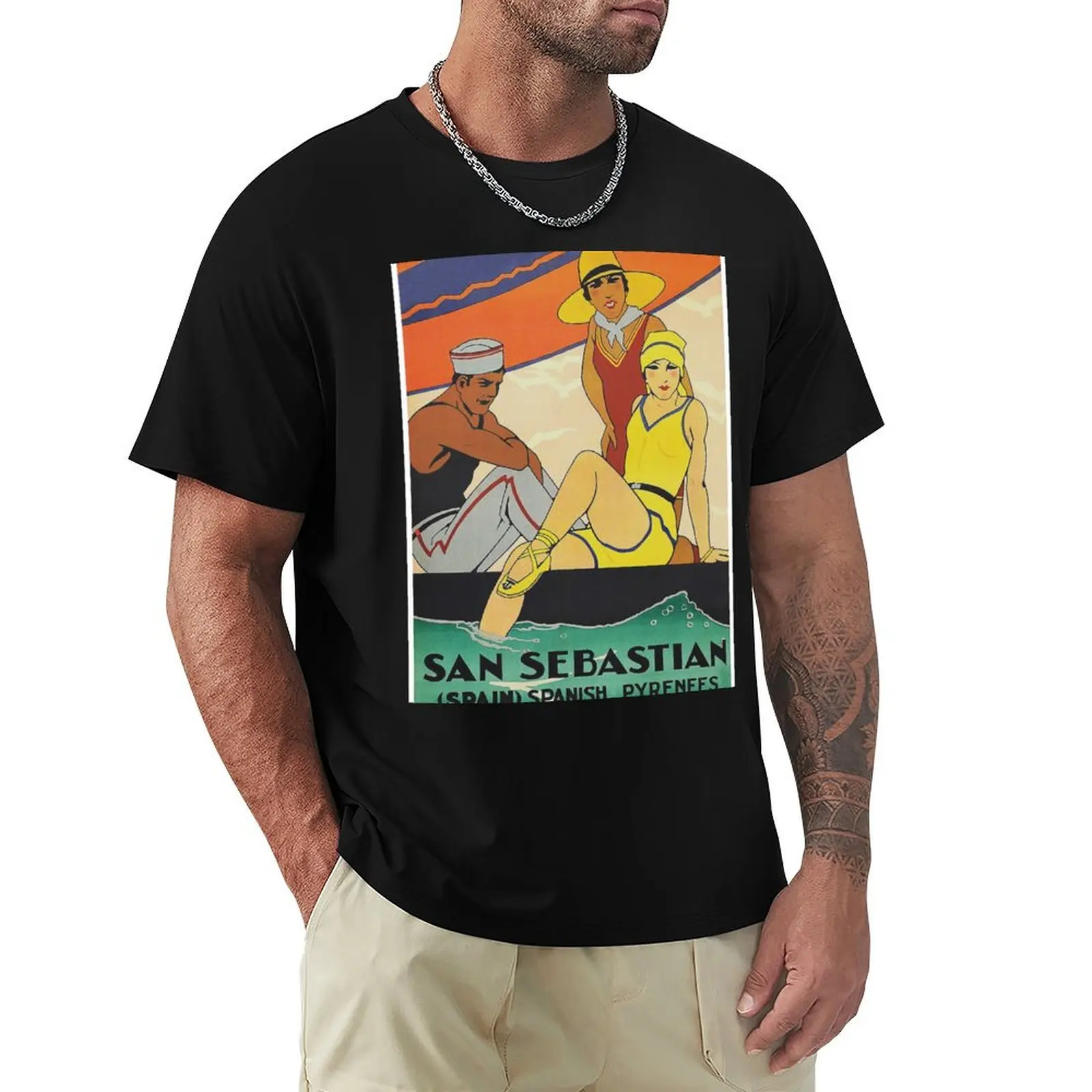

San Sebastian Spain Vintage Travel Poster T-Shirt new gifts and t-shirts graphic shirts blue lock mens graphic t-shirts