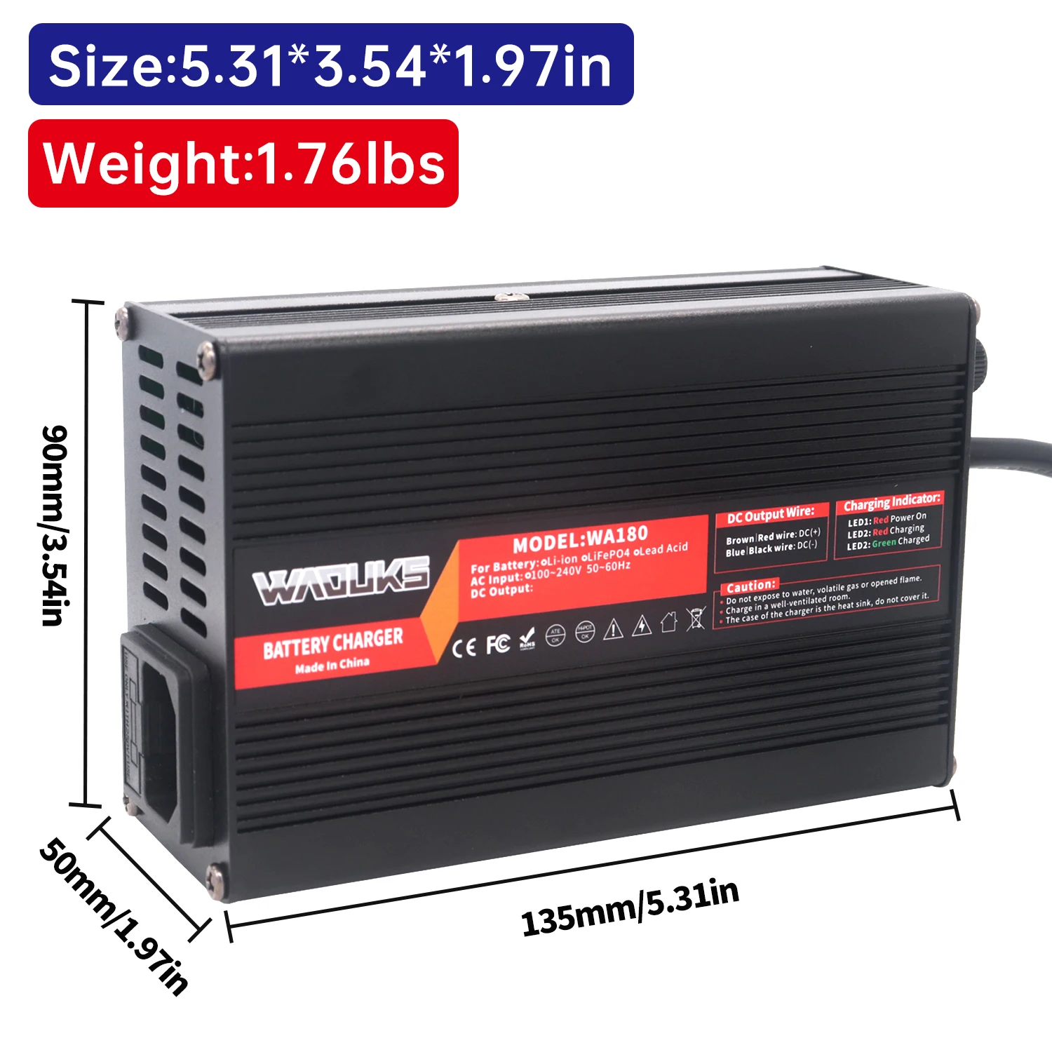 Chargeur de batterie Ion Eddie, outils intelligents d'arrêt automatique, charge intelligente, 10S, 36V Lipo, veMn2O4, veenveloppings, 42V, 3A