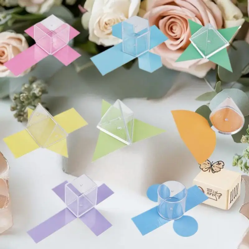 8-delig transparant 3D speelgoed met geometrische vorm, visuele leermiddel Montessori wiskunde-educatie speelgoedset