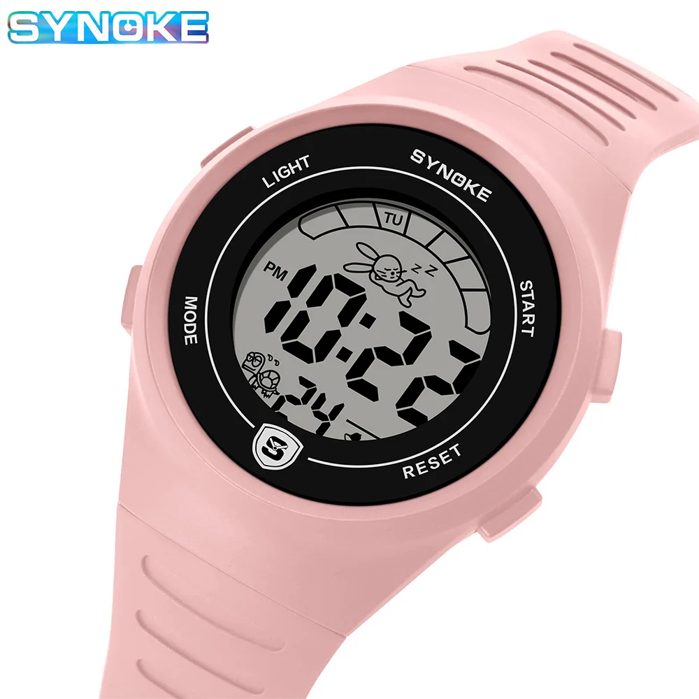 SYNOKE Kids Digital Watch Student Sports Waterproof Electronic Watch Shock Resist Multifunctional Children Seven Lights Watches