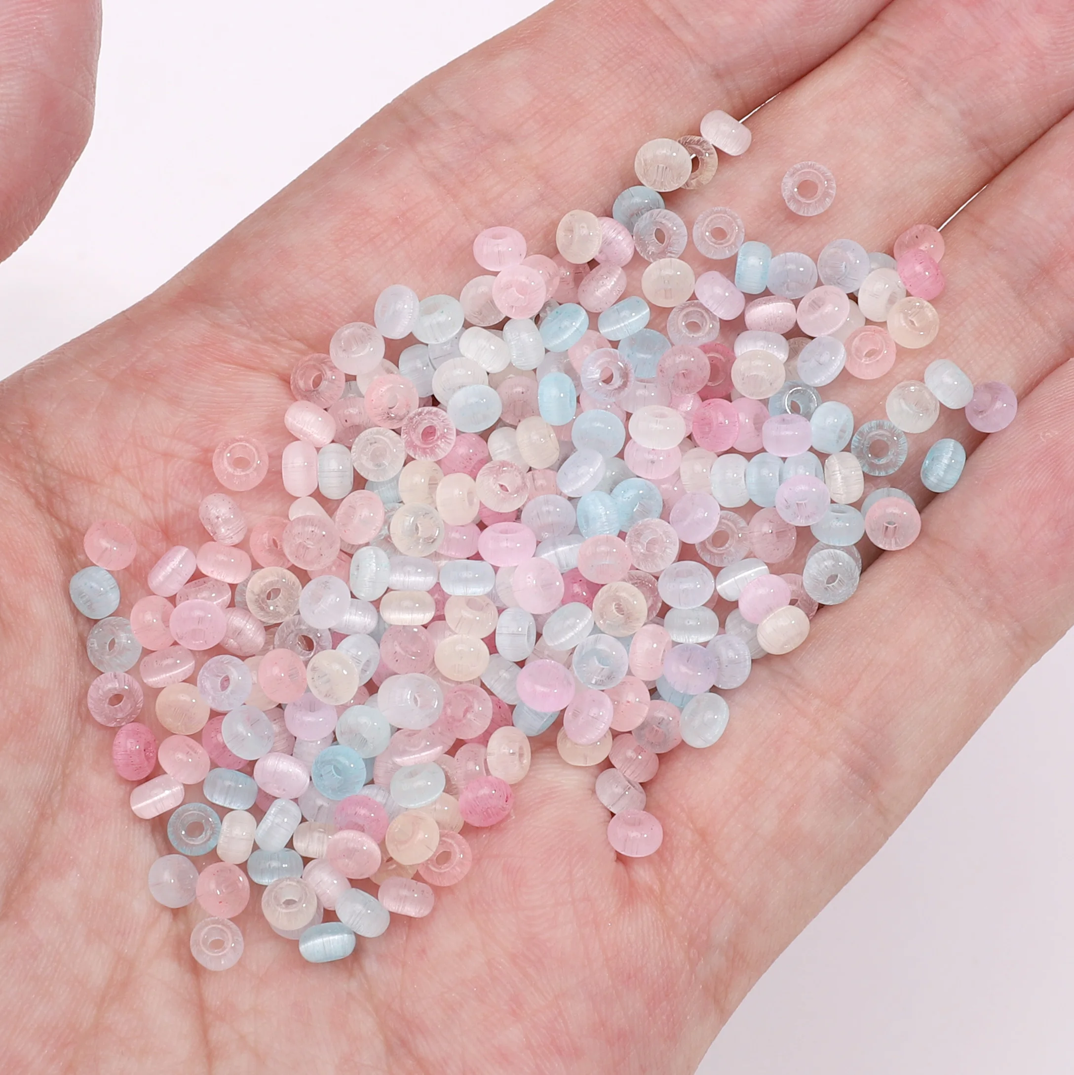 90-180Pcs Colorful Glass Rice Beads Cat Eye Beads Loose Spacer Beads for Handmad DIY Jewelry Making Bracelet Necklace Accessorie