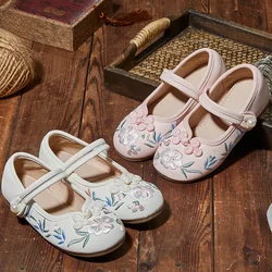 Children Hanfu Flat Shoes Kids Traditional Chinese Style Girls Fashion Shoes Handmad Embroidered Princess Ancient Costume Shoes