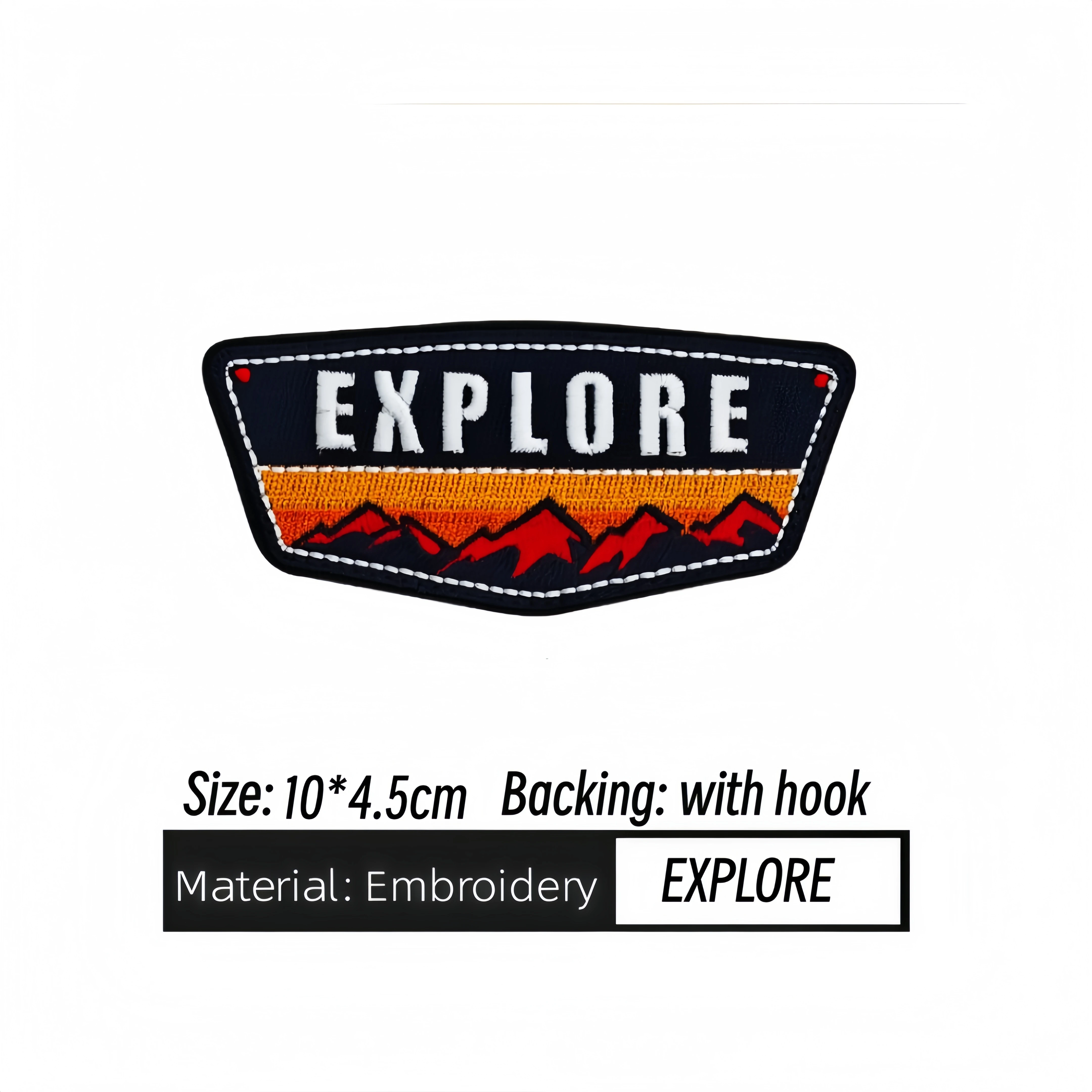EXPLORE' Berglandschaft Bestickter Aufnäher - Klettverschluss Outdoor-Abzeichen für Camping, Wandern & Taktische Ausrüstung