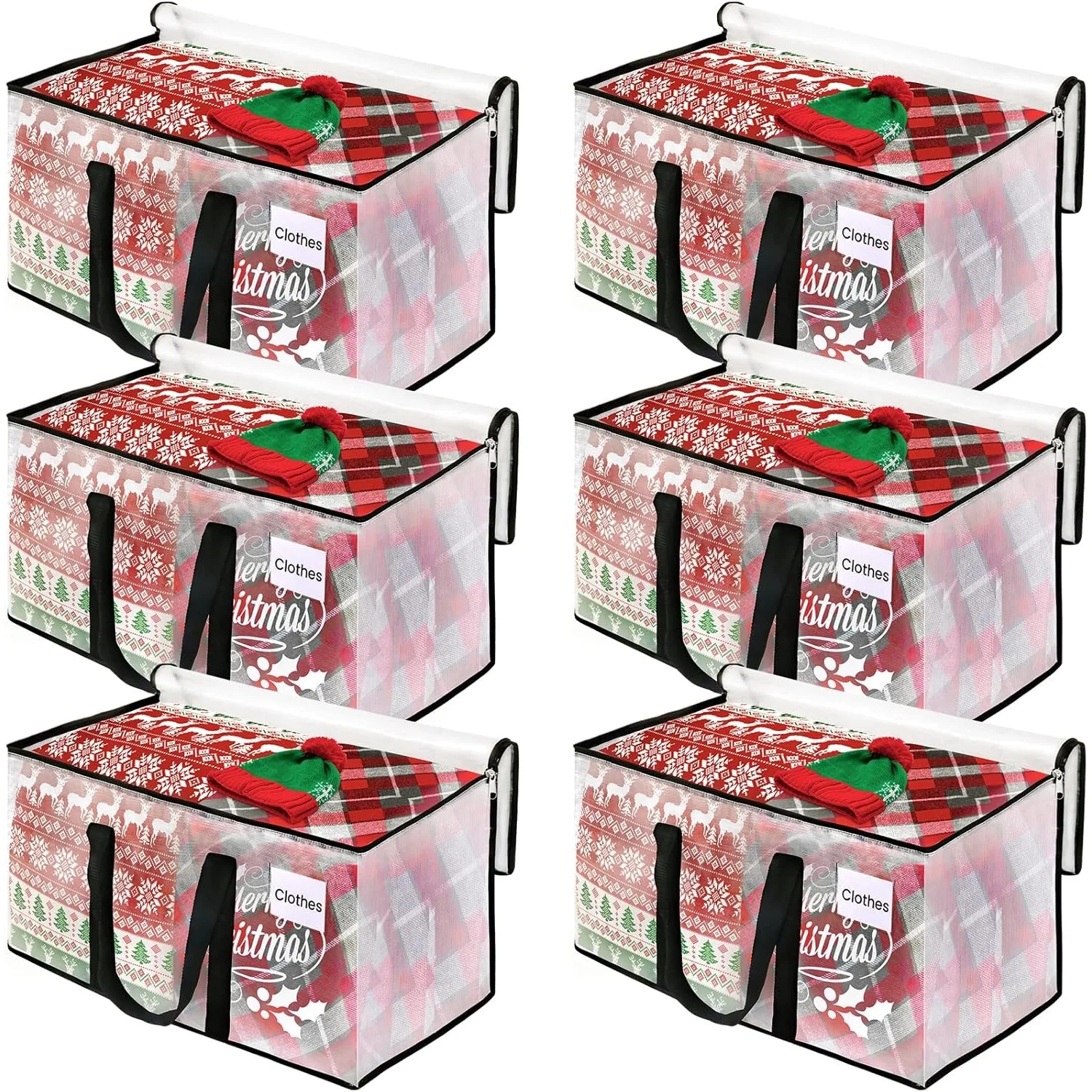 

Clear Heavy Duty Extra Large Storage Bags, Reinforced Handles and Double Zippers, Packing Bags Alternative to Moving (6 Pack)