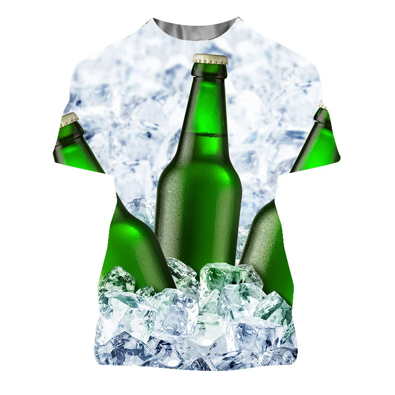 3D Printed Beer Graphic T Shirt for Men Clothing Summer Casual Women Oversized T-shirts Funny Kids O Neck Short Sleeve ropa Tops