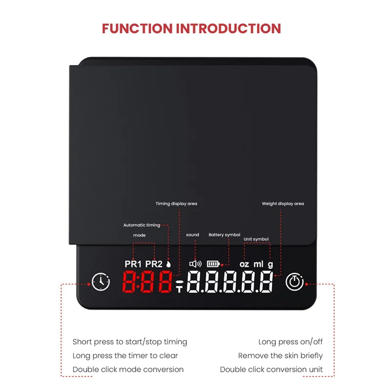HIHI Mini Smart Kitchen Scale Beratnya Presisi Digital Coffee Scale Espresso dengan Timer