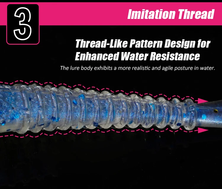 FISHANT Fork Tail Hollow Floating Soft Bait 2,5" 3,1" Realistischer Silikon-Köder mit Nachtleuchtfunktion zum Angeln von Barschen und Hechten mit Jigging-Ködern. – Detail 5