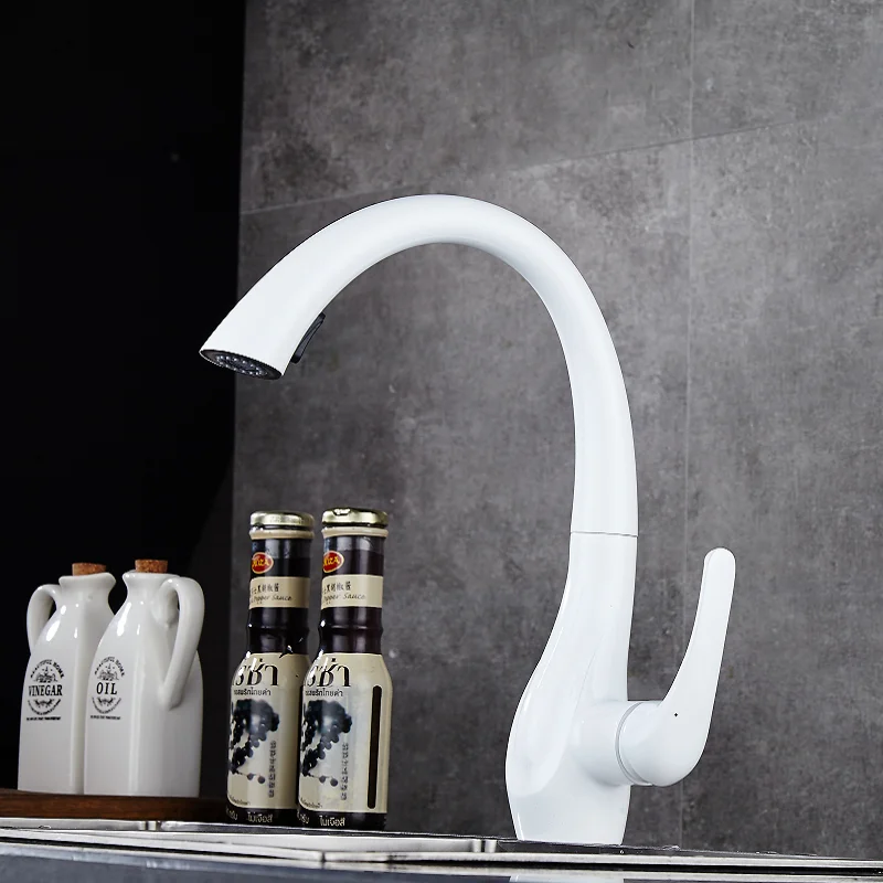 TOLM الحديثة مصقول الكروم النحاس بالوعة المطبخ صنبور مقبض واحد قطب يسحب صنبور الحاويات بالوعة خلاط صنبور #4