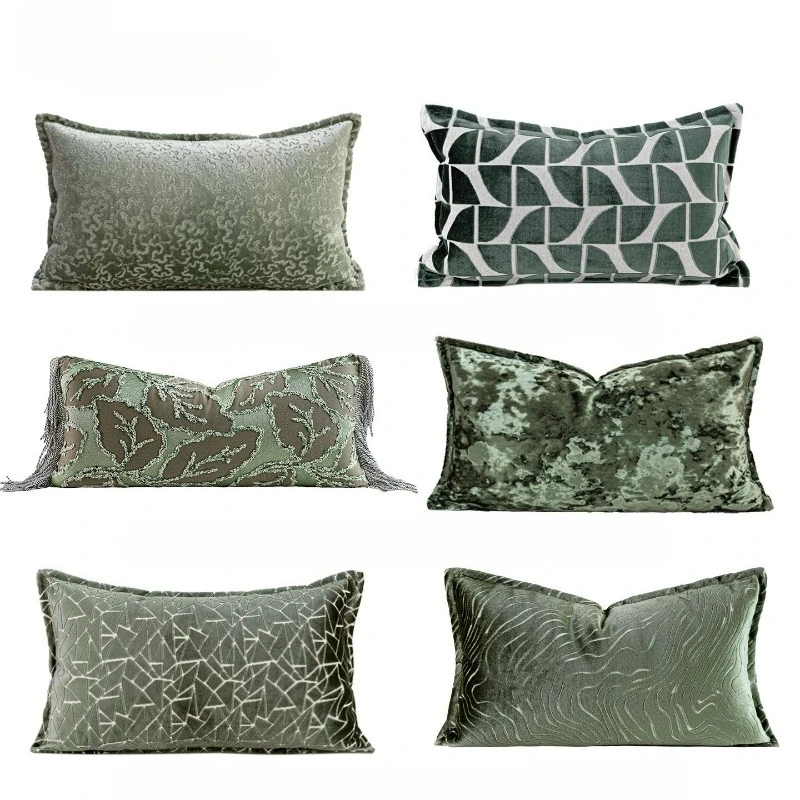 30X50/50X50CM Green Throw Pillow Cover Solid Homestay Geometry Stamping Waist Cushion Cover Decor Home Decorative Pillowcase