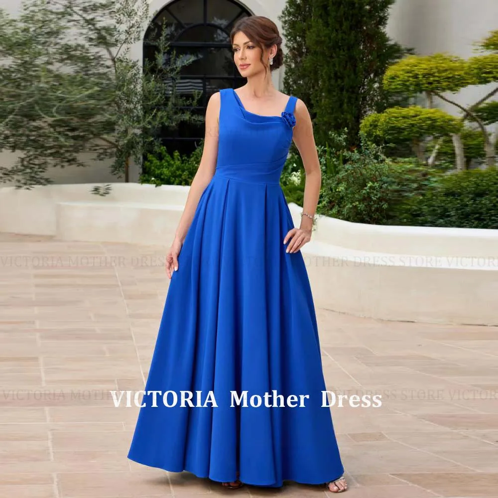 

Customized Simple Mother of the Bride Dress A-Line Sleeveless 3D Flower Long Wedding Party Gowns Ruched Floor-Length فساتي