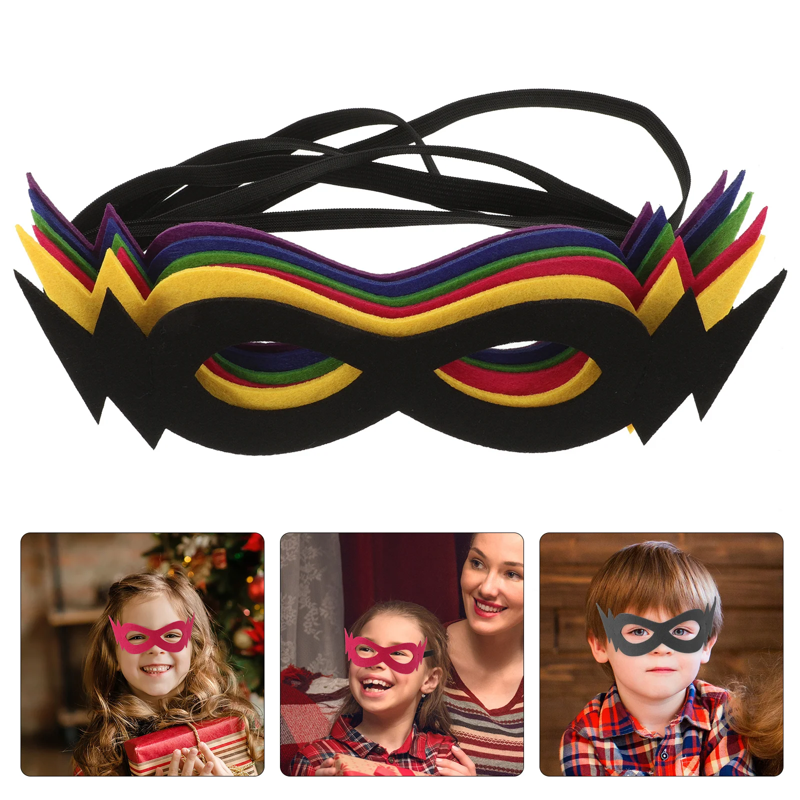 

6Pcs Halloween Kids Felt Masks Half Face Creative Masquerade Cosplay Party Costume Masks for Children Multiple Colors