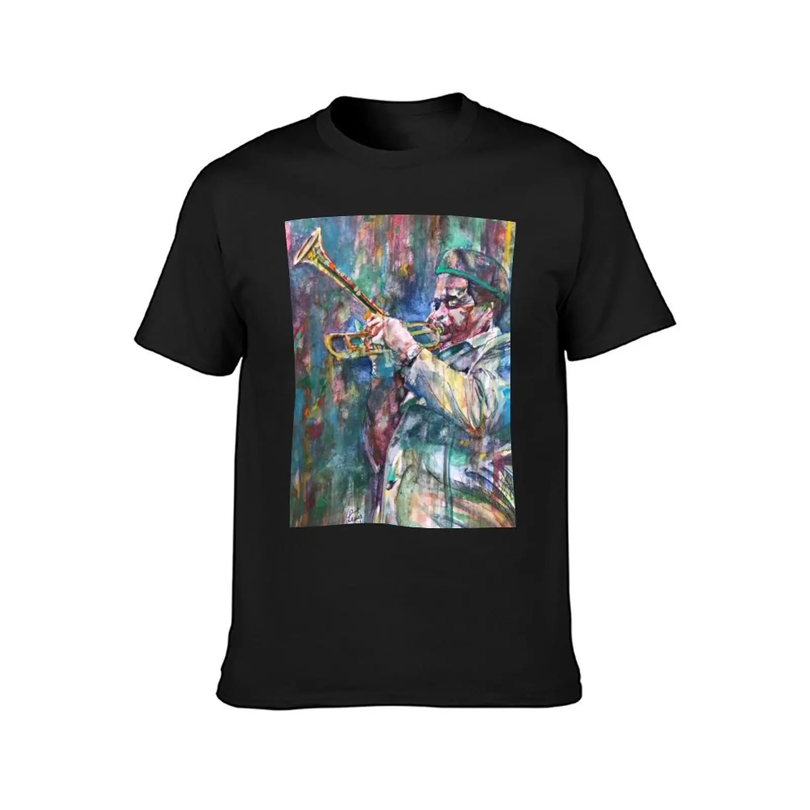 DIZZY GILLESPIE watercolor portrait T-Shirt oversizeds tees vintage fitted t shirts for men