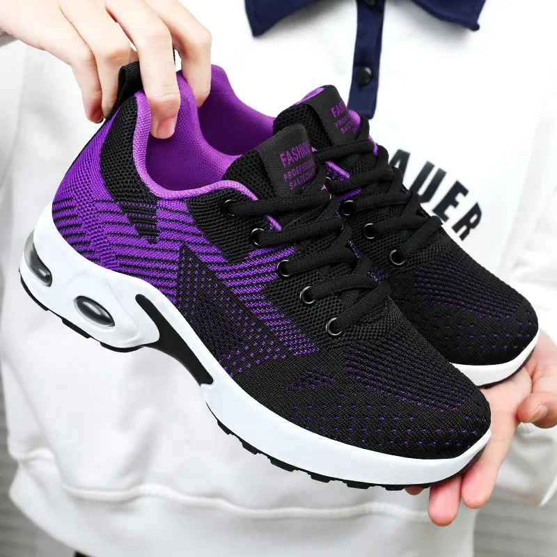 2024 Fashion Women Sneakers Lace Up Women\'s Sneakers Plus Size Platform Shoes Soft Breathable Zapatillas Mujer Female Footwear