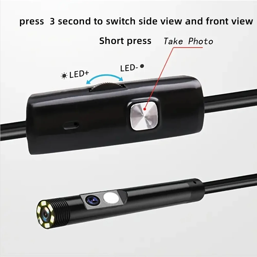 8MM Dual Lens Industrial Endoscope Camera Direct Connect with IOS IPhone  Pipe Inspection Borescope  IP68 Waterproof Hard Wire