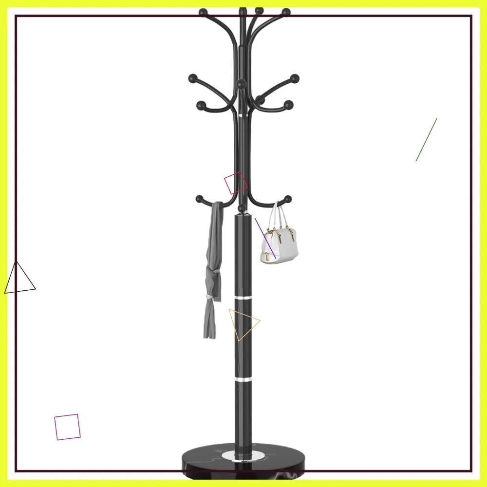 

Современная черная металлическая вешалка для одежды с мраморным основанием, напольная, для прихожей, коридора, офиса, 12 крючков